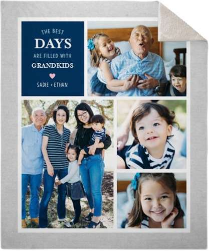 Grandparent's best day fleece photo blanket with differnt design colors