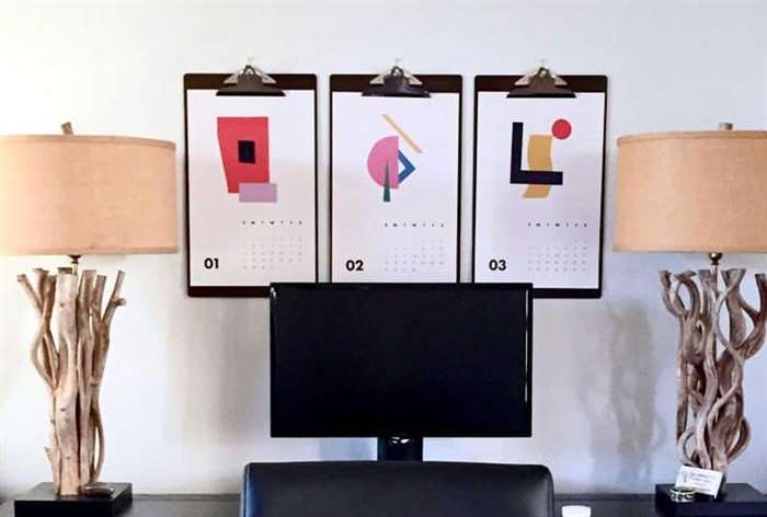 office wall art calendar lamp