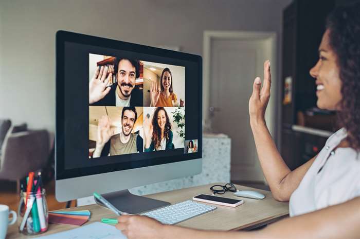 Group of people having a video conference