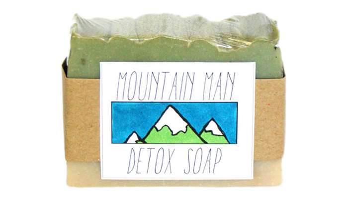 Green and white mountain man detox soap