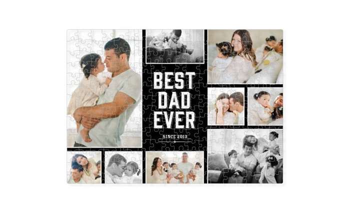 Black best dad ever puzzle with photos