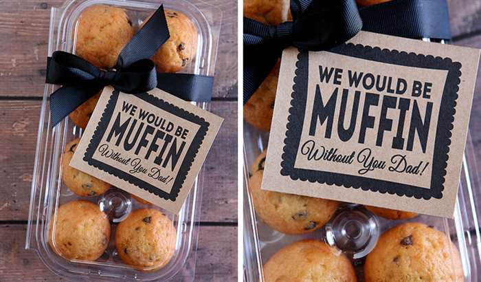 Muffins in plastic container with black bow