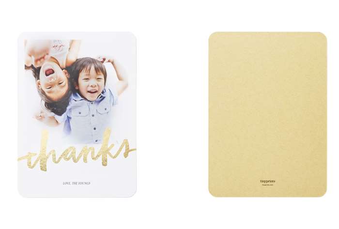 Kids thank you card with plain back