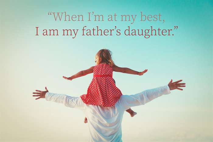 dad and daughter images with quotes: happy father and little daughter play at sky