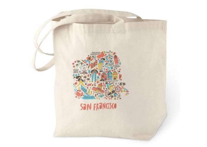 Custom cotton tote bag with San Francisco location design from the art library