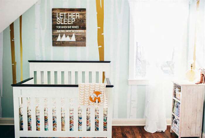 Blue and white nature themed nursery.