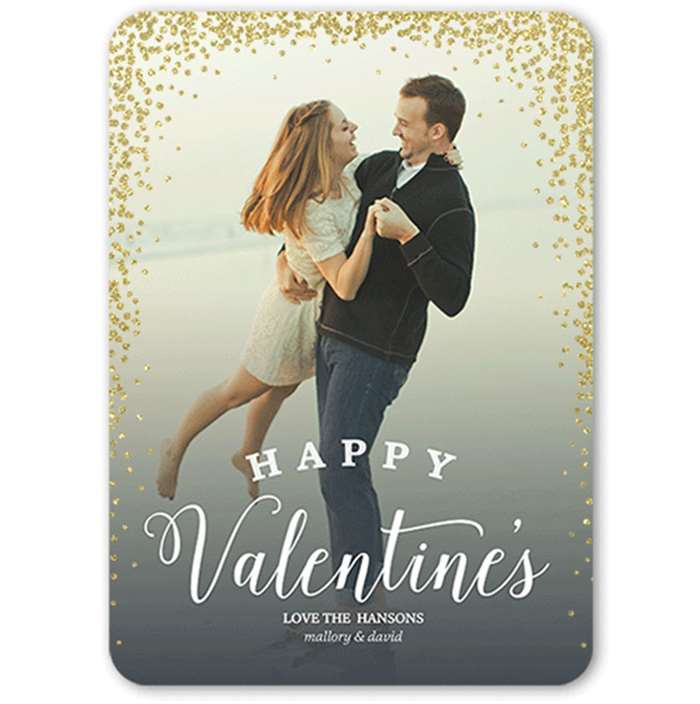 Glitter Happy Valentine's card with couple photo