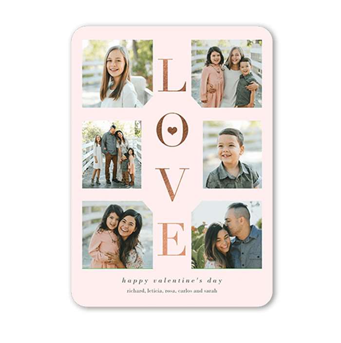 Pink Valentine's card with photo gallery of kids photos