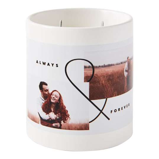 Always and forever custom photo candle with couple photos