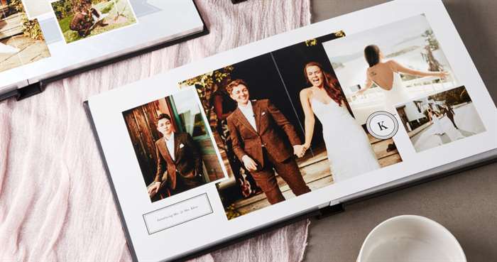 Wedding photo book with images from wedding day