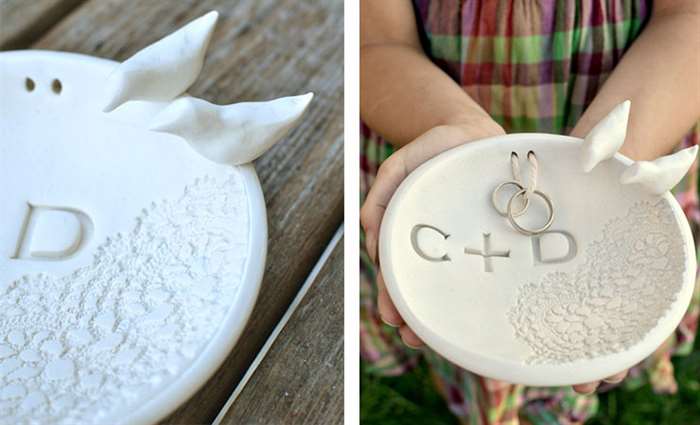 wedding shower gift baked clay ring holder