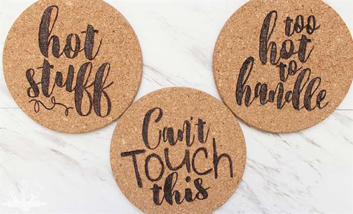 wedding shower gift etched cork trivets