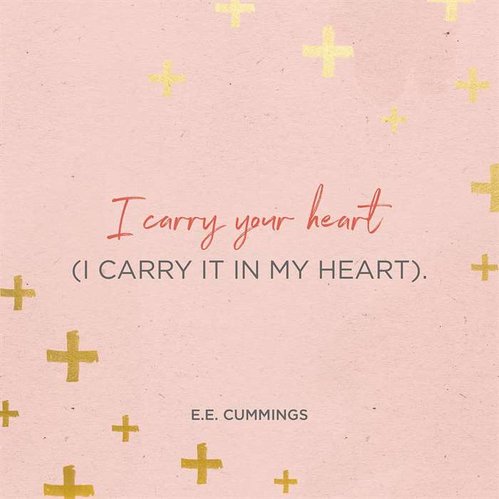 I carry your heart E E cummings quote illustration.