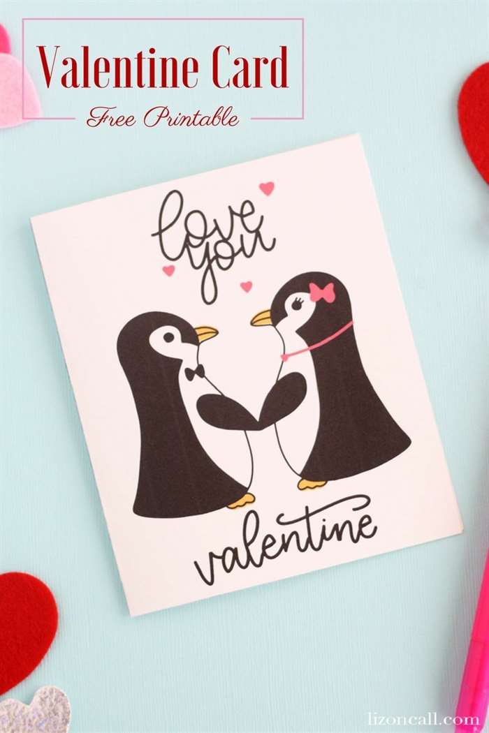 chim cánh cụt in hình valentine dễ làm và siêu dễ thương với hai nhân vật chim cánh cụt