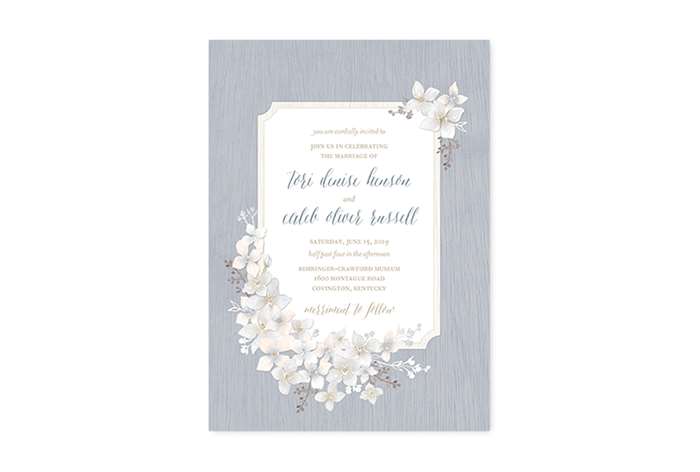 rustic floral wedding invitation.