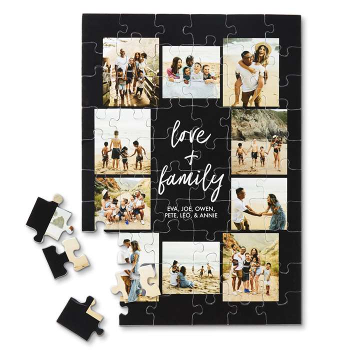 Puzzle with family on a black love and family design