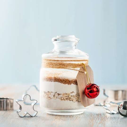 Pre made cookie mixes in holiday jars and cookie cutter