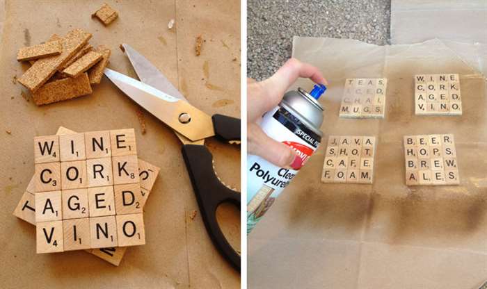 gift for parents scrabble wine coasters