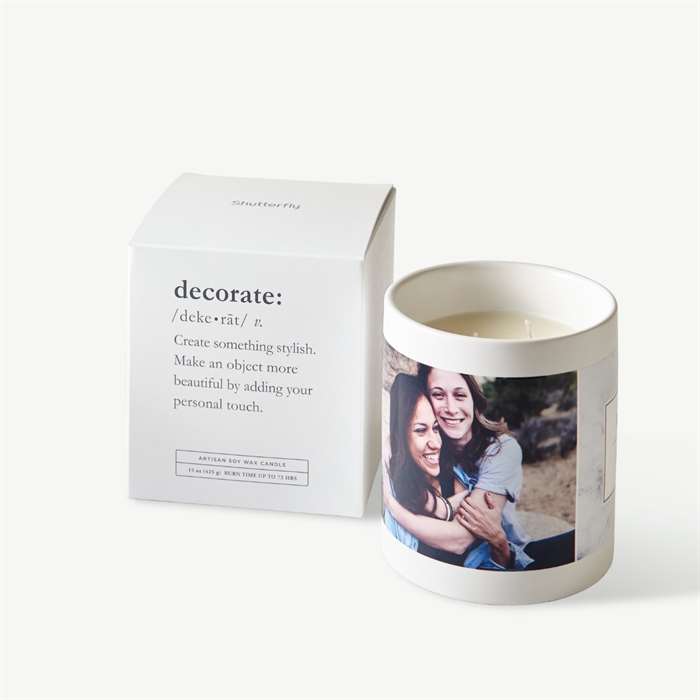 elegant candle customized with photo