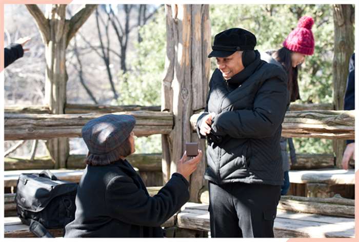 Proposal in Central Park in winter