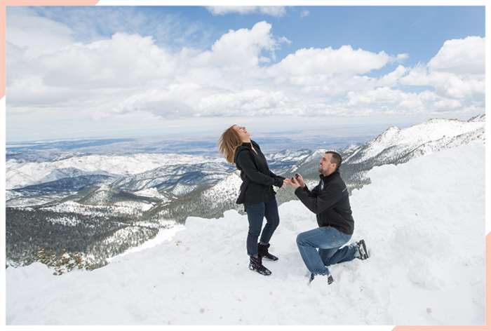 man on one knee lovely landscape christmas engagement photo