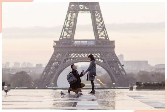 engagement at the Eiffel tower christmas engagement photo