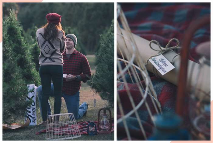 engagement whilst camping christmas engagement photo