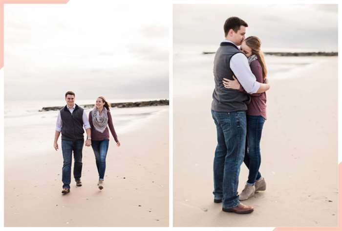 couple on a beach christmas engagement photo