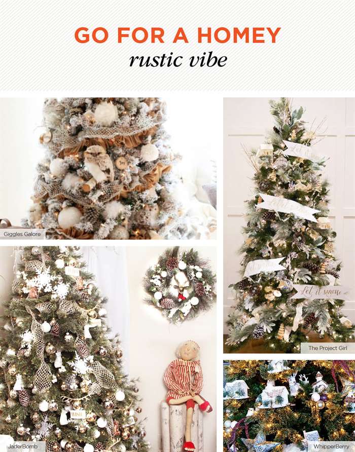 Ý tưởng trang trí cây thông Noel mộc mạc