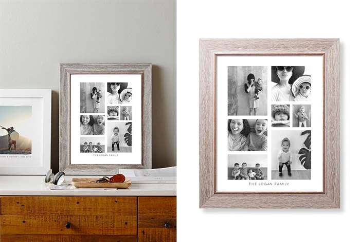 Framed photo print with black and white photos