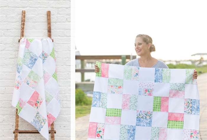 baby shower gift half square quilt 