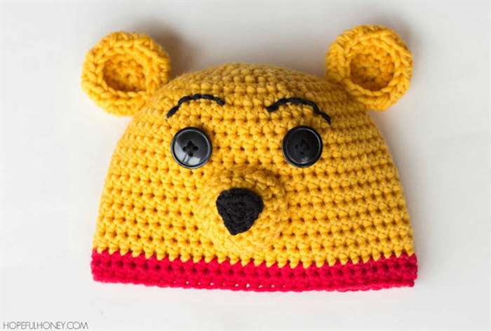 coed baby tắm đan mũ winniethepooh