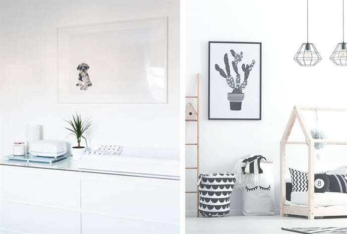 Black and white nursery decor.