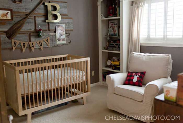 Rustic baby boy room decor.