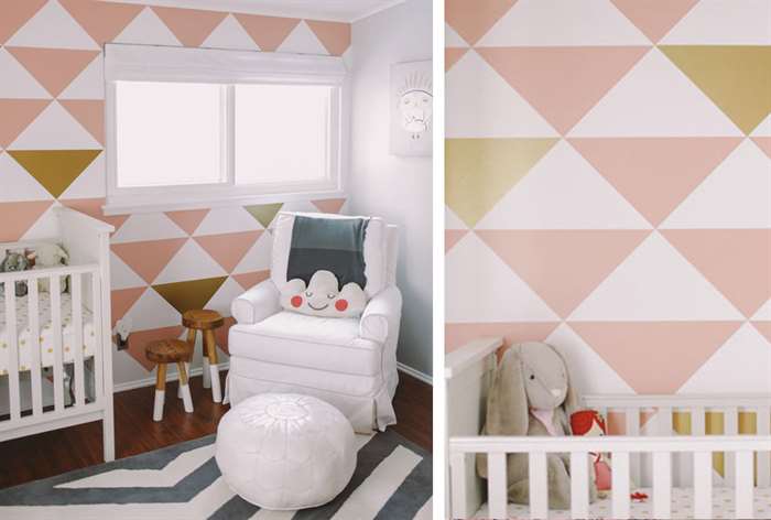 Triangle pattern on baby nursery wall.