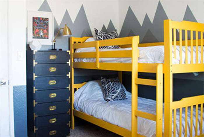 Yellow bunk bed. 