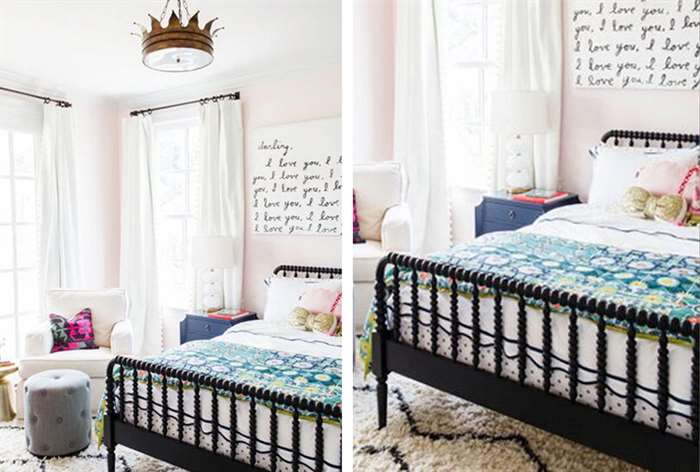 Little girls bedroom decor with colorful accents.