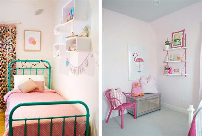 Girls bedroom with pink decor.