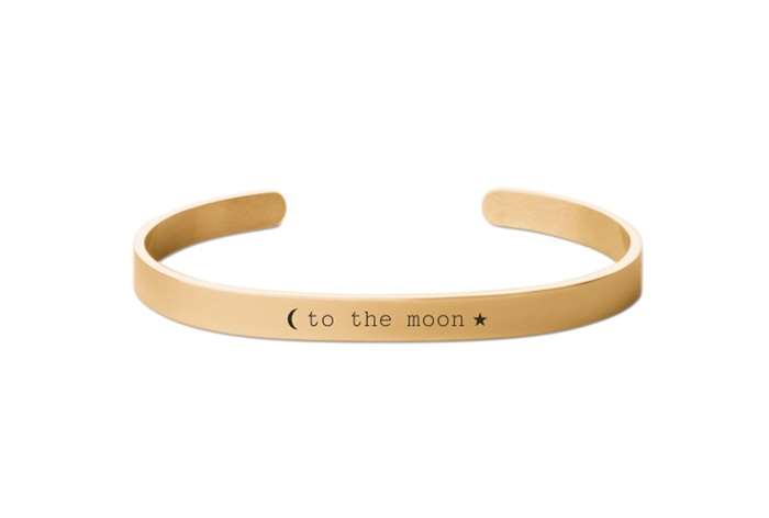 To the moon gold bangle bracelet.