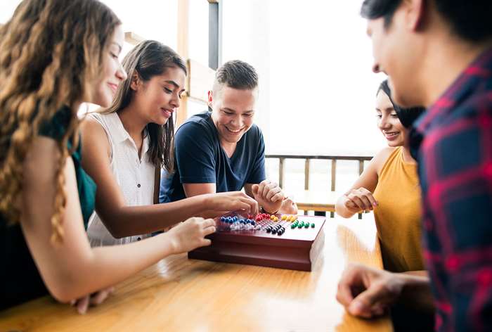 Group playing board game.