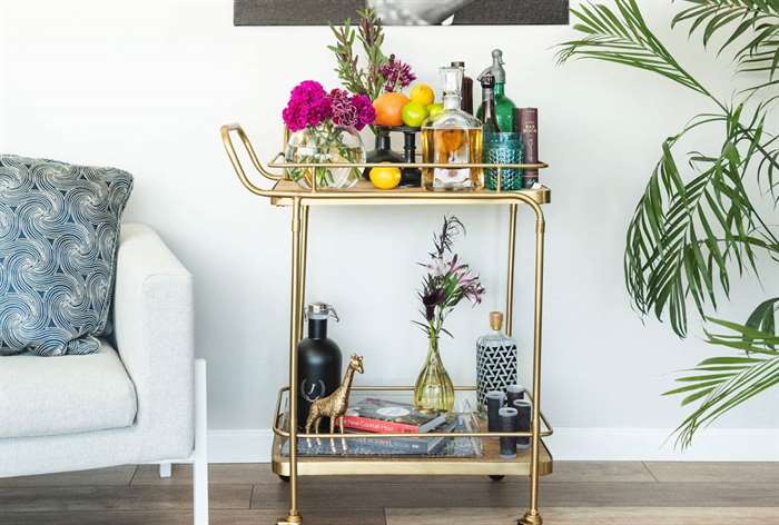 Gold bar cart.