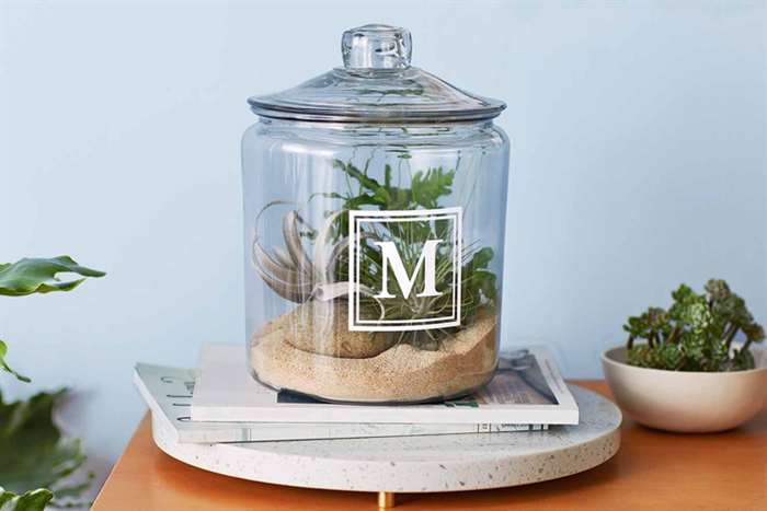 mothers day gift ideas monogrammed terrarium jar