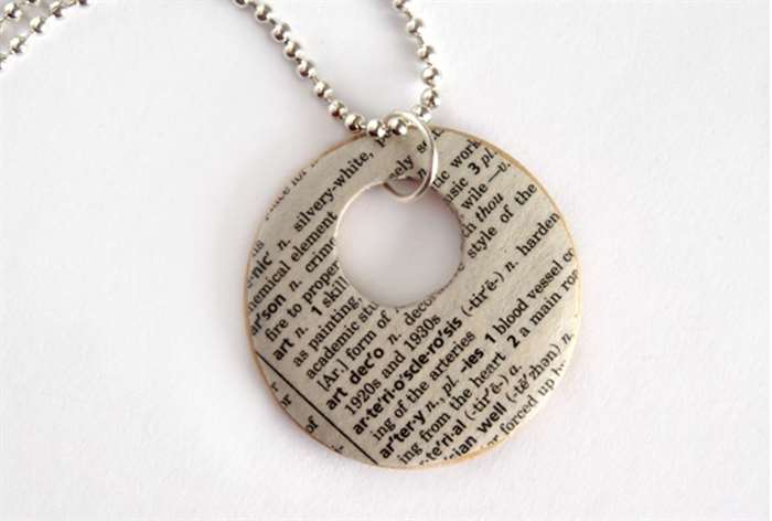 gifts for readers dictionary page necklace