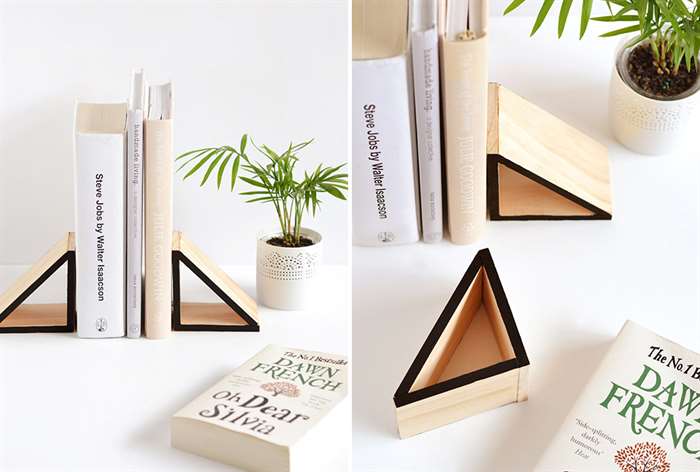 gifts for readers wood triangle bookends