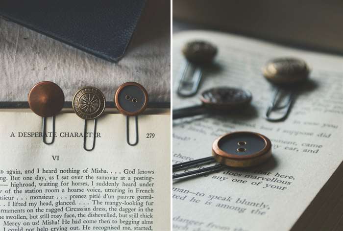 gifts for readers vintage button bookmark