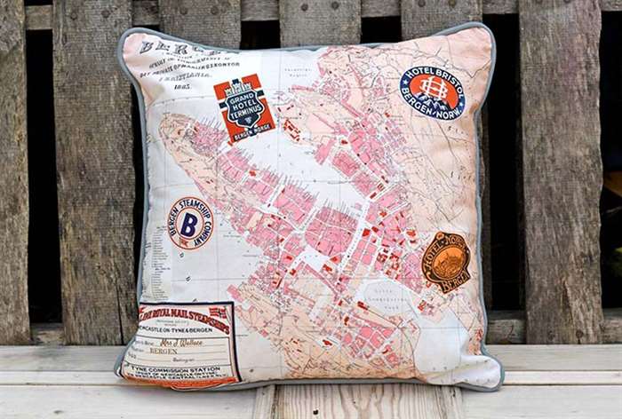 housewarming gift ideas vintage map pillow