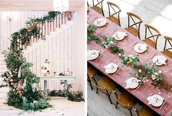 barn wedding ideas flowers stairs