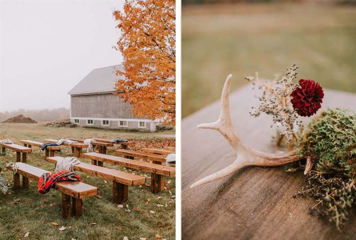 barn wedding ideas deer antlers