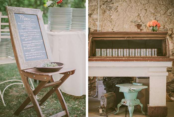 barn wedding ideas menu chair