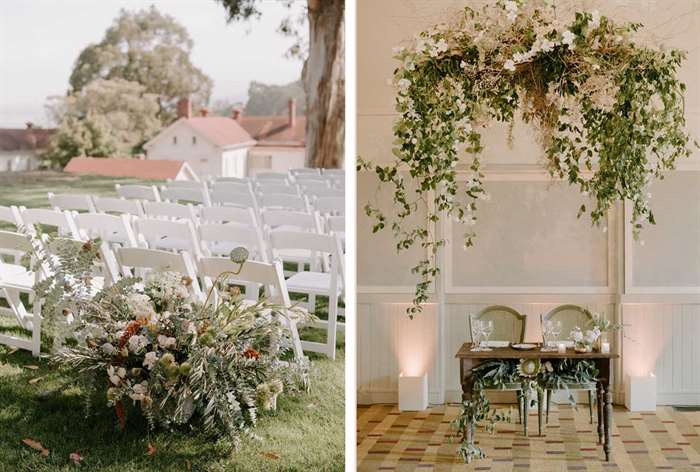 barn wedding ideas outdoor white chairs